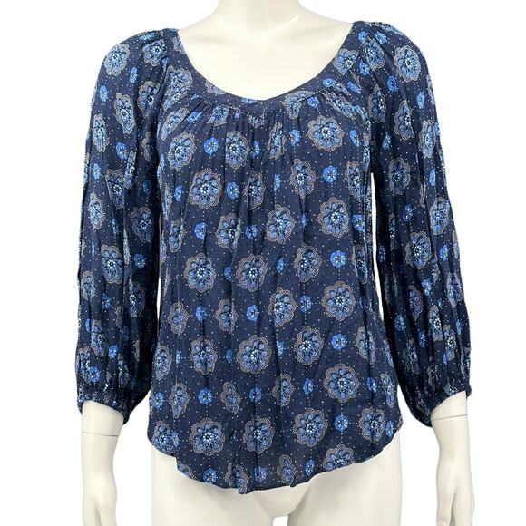 Maeve Tops - Maeve Anthropologie Top Womens 2 Blue Boswell Dark Floral V-Neck Peasant Boho